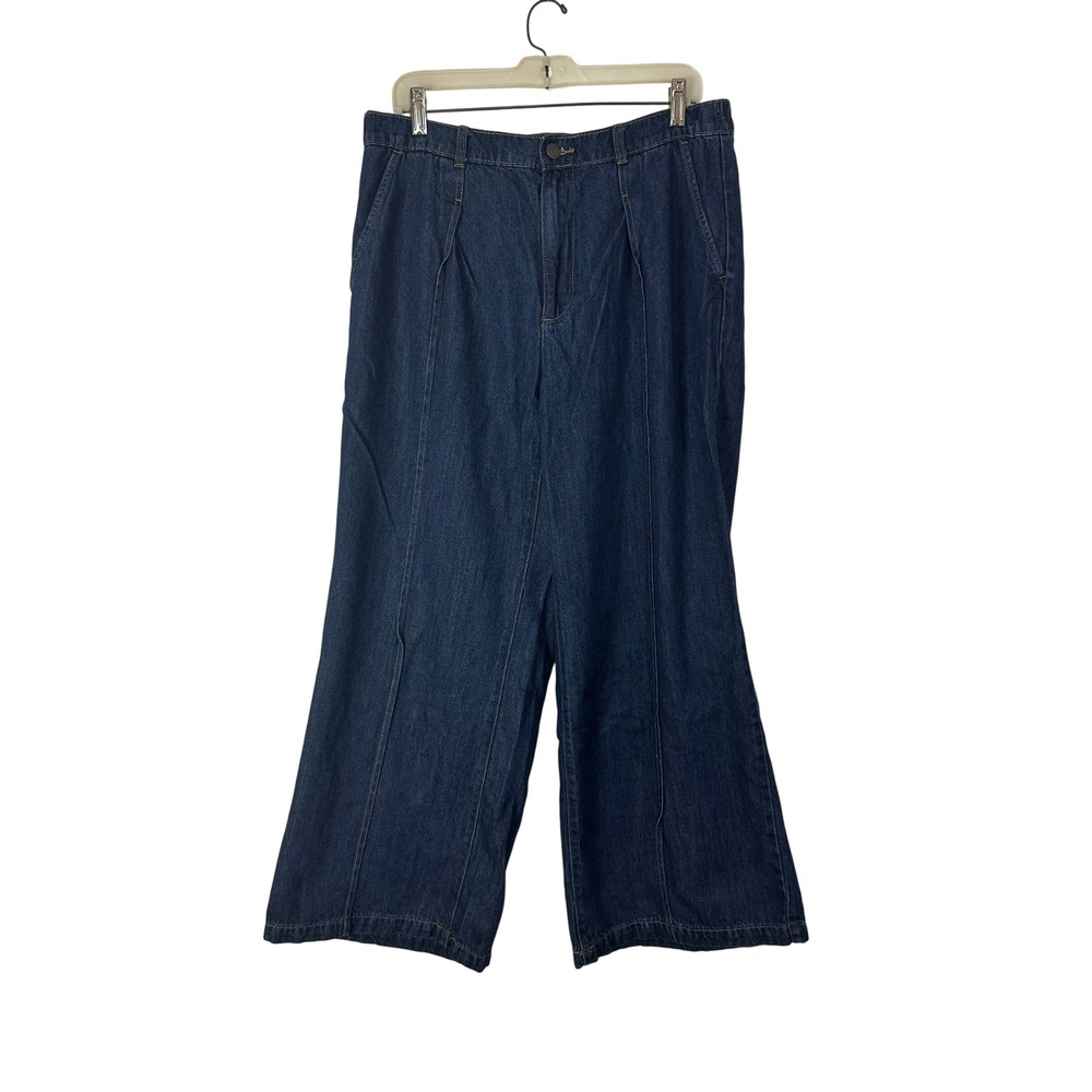Time and Tru Women's 12 Wide Leg Jeans Dark Wash Blue High Rise